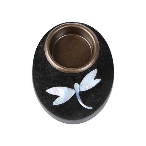 Oval Stone Tea Light Holder with Mother-of-Pearl